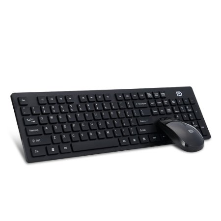 ShiRui G9300 2.4G Wireless Keyboard and Mouse Combo Quite Click with Nano USB Receiver and Protective Cover (Black)