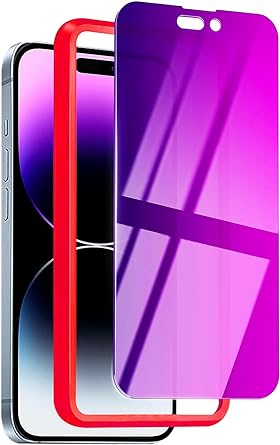 Umhlaba Compatible with iPhone 14 Pro Max Privacy Screen Protector Gradient colorful 28 Degree Anti-Spy Tempered Glass Bubble Free Case Friendly Full Coverage Easy Installation Frame Clarity durable 6.7 inch (Purple)