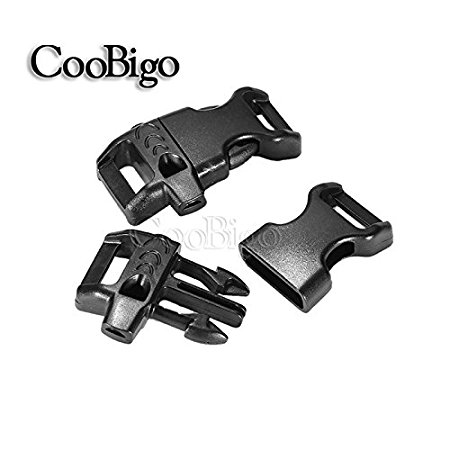 10pcs Pack Parachute 550 Cord Paracord Bracelet Outdoor Camping Hiking Emergency Survival Whistle Buckle Plastic Curved 5/8" Side Release Buckle Strap Webbing Backpack Bag Parts #FLC158-B