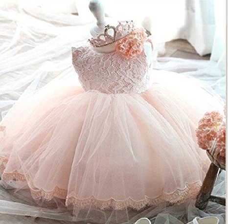Elegant Girl Dress Girls 2015 Summer Fashion Pink Lace Big Bow Party Tutu Flower Princess Wedding Dresses 0-8 Years Dress 1 Pic