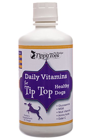 Premium Liquid Dog Vitamins All Natural #1 BEST for Great Dogs Health Shiny Coat and Better Skin. HUGE 32 oz Multivitamins Bottle Packed Full of Important Minerals and Vitamins Proudly MADE in USA
