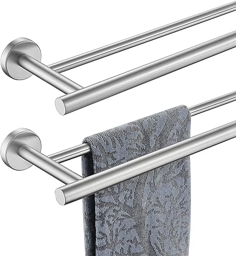 JQK Double Bath Towel Bar, 30 Inch 304 Stainless Steel Thicken 0.8mm Towel Rack for Bathroom, Towel Holder Brushed Finished Wall Mount, 33 in Total Length 2 Pack, TB100L30-BN-P2
