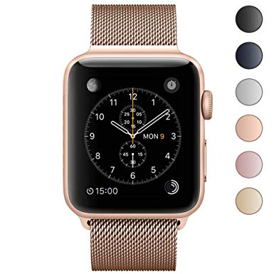 Baoking for Apple Watch Band Strong Magnetic Milanese Loop Stainless Steel Replacement Band iWatch Strap For Series 3 Series2 Series1 Sport Nike  Edition (Rose Gold,38mm)