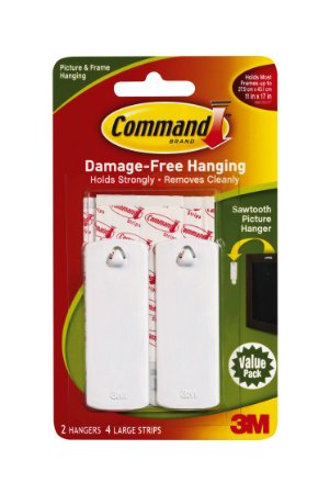 Command Sawtooth Picture Hangers, White, 2-Hangers (17040-2ES)