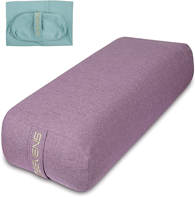 SEVENS Yoga Bolster with 2 Machine Washable Covers Rectangular Portable Yoga Pillow for Meditation and Support Yoga Supportive Bolster for Women and Men Yoga Accessories