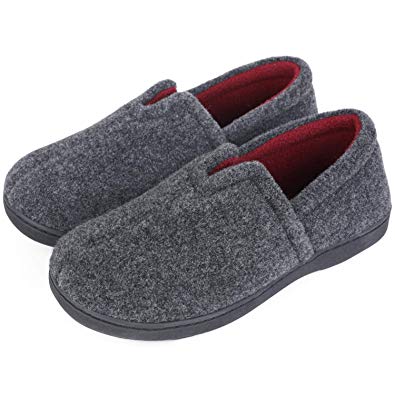 Women's Comfort Micro Wool Felt Memory Foam Loafer Slippers Anti-Skid House Shoes for Indoor Outdoor Use