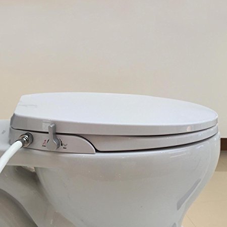 Hibbent Non Electric Mechanical Toilet Bidet Seat with Dual Nozzle Adjustable Water Pressure Self Cleaning - Combined Toilet Bidet - (Fitted 16.5 -18 inch Round/Standard Bowl)- OB108