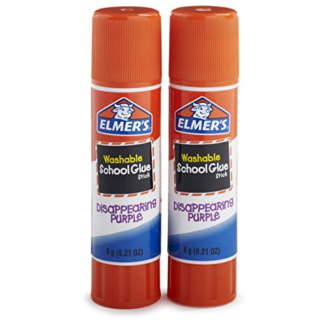 Elmer's Disappearing Purple School Glue Sticks, 0.21 oz, Pack of 2 (E522)