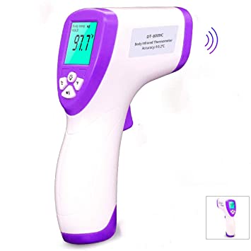 Forehead Thermometer,Touchless Ear Thermometer for Adults and Kids Digital Forehead Thermometer Gun,with Color LCD Screen Digital Temperature Gun Alarm Setting(89.6-107.6 F)