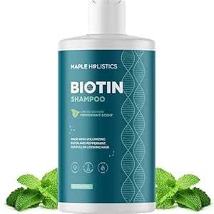 Volumizing Biotin Shampoo for Thinning Hair - Thin Hair Shampoo with Peppermint Argan and Essential Oils for Hair Care - Vegan Sulfate Free Shampoo for Damaged Dry Hair Paraben and Cruelty Free (Mint)