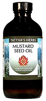 Mustard Seed Oil - Non GMO Organic Unrefined Cold Pressed Soothes Sore Joints, Wonderful For Cooking, Balances Kapha, Nourishes Hair 16 oz. From Tattva's Herbs