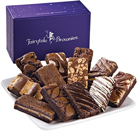 Fairytale Brownies Sprite Dozen Gourmet Food Gift Basket Chocolate Box - 3 Inch x 1.5 Inch Snack-Size Brownies - 12 Pieces