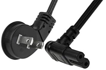 SF Cable USA low profile angled NEMA 1-15P 2 Prong Plug to IEC C7 with 18/2 SPT-2 Wire - 6 Feet (1.8 Meters)