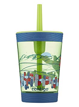 Contigo Spill-Proof Kids Tritan Straw Tumbler, 14 oz, Granny Smith with Flying Hero