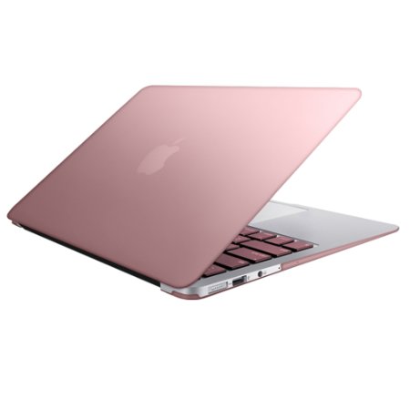 MacBook-Air-13-Shell, RiverPanda Lightweight Ultra Slim Metallic Coated Hard Case Cover for MacBook Air 13-Inch (A1369/A1466) - Rose Gold