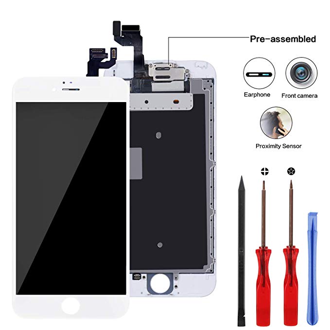Compatible for 6S Screen Replacement 4.7'' White - YPLANG with [ Proximity Sensor],[ Front Facing Camera],[ Earpiece Speaker] LCD Display 3D Touch Screen Digitizer(for iPhone 6S-White,NOT OEM)