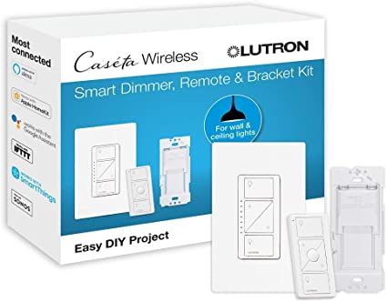 Lutron Caseta Wireless Smart Dimmer Switch and Remote Kit, P-PKG1WB-WH-C, White