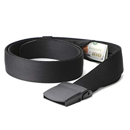 Travel Security Money Belt with Hidden Money Pocket - Cashsafe Anti-Theft Wallet Unisex Nickel free Nylon Belt by JASGOOD