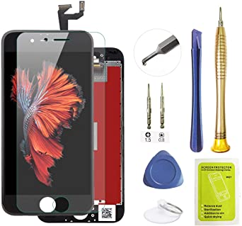 for iPhone 6s Screen Replacement Black LCD Display 3D Touch Screen Digitizer Frame Assembly Full Set with Free Tools and Professional Glass Screen Protector for iPhone 6s (4.7 inches) (6s Black)
