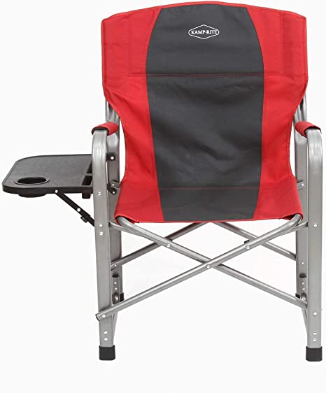 Kamp-Rite Outdoor Camping Tailgating Folding Director's Chair w/Side Table, Red