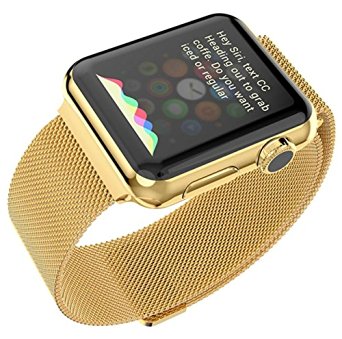 Kartice for Apple Watch Band, Stainless Steel Magnetic Closure Clasp Bracelet Milanese Loop Stainless Steel Mesh Replacement Wrist Band With Adapter for Apple Watch & Sport & Edition--Gold 38mm