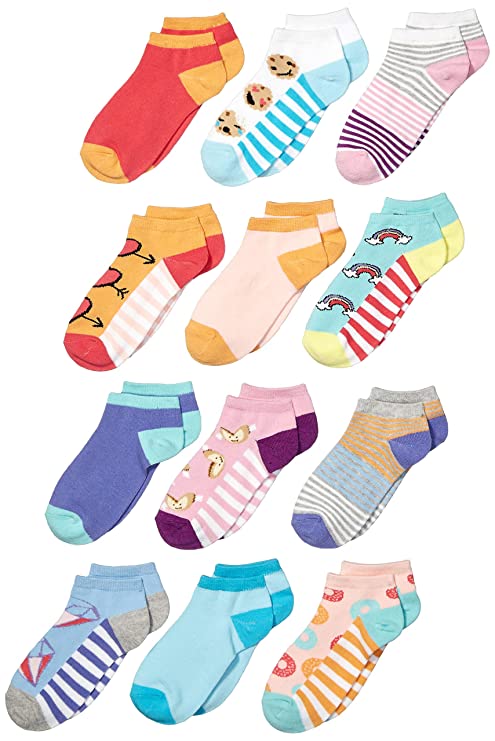 Amazon Brand - Spotted Zebra Kid's 12-Pack Low-Cut Socks