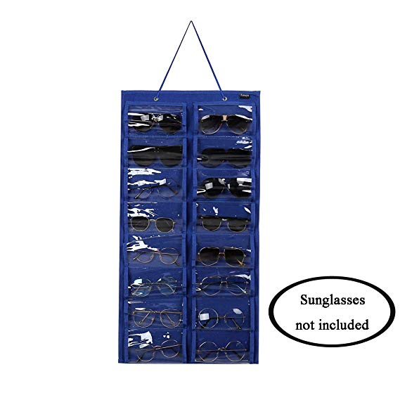 RZMAYIS Sunglasses Dust-Proof Organizer Storage Wall Mounted Hanging Sunglasses Organizer 16 Slots Glasses Storage Organizer Holder  (Blue Large)