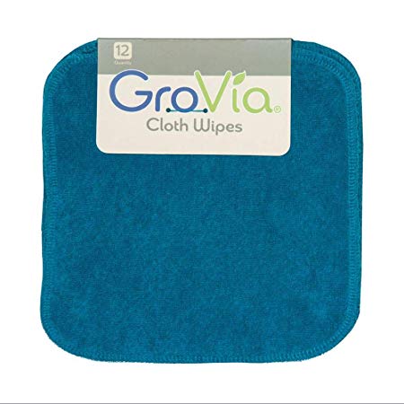 GroVia Reusable Cloth Diapering Wipes, 12 Count, Abalone