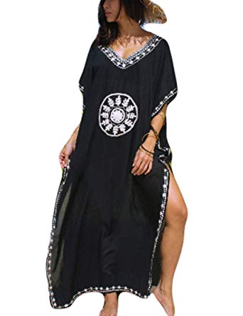 Bsubseach Women Beachwear Turkish Kaftans Long Swimsuit Cover up Caftan Beach Dress