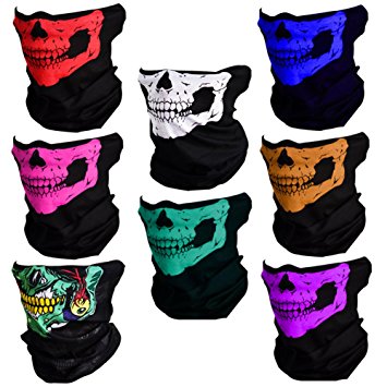 CIKIShield Couples Seamless Skull Face Tube Mask Black (8pcs-Color Set)
