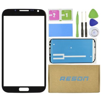 Note 2 Screen Replacement,Reson® Black Replacement Screen Glass Lens for SamSung Galaxy Note 2 II N7100 i317 L900 i605 T889 Tools Kit dry/wet/dust Cleaning Paper adhesive Sticker Tape