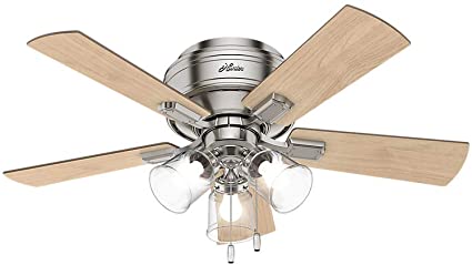 Hunter Fan Company Hunter 52154 Transitional 42`` Ceiling Fan with Light from Crestfield collection in Pwt, Nckl, B/S, Slvr. finish, Brushed Nickel