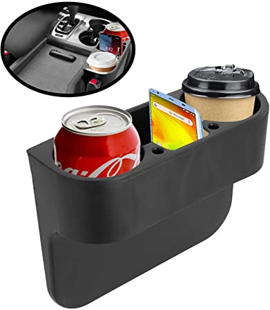 lebogner Cup Holder Gap Filler Between The Car Seat - Side of Center Console Drink Holder for Cups, and Bottles - Crevice Caddy Catcher with A Storage Organizer Area for Your Phone