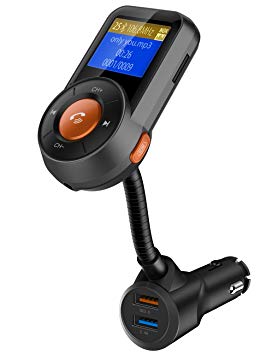 WGOAL Bluetooth FM Transmitter,Hands-free Wireless Radio Adapter Car Charger Kit with 1.4 Inch Display,MP3 Music Player,Smart 2.4A QC3.0 USB Fast Car charge for Cell Phone