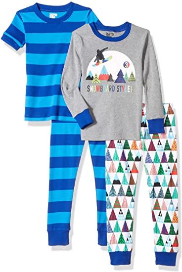 Amazon Brand - Spotted Zebra Boy's Snug-Fit Cotton Pajamas Sleepwear Sets