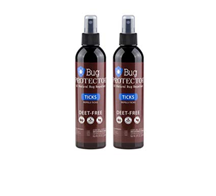 Bug Protector All Natural Tick Repellent Spray - DEET Free - 8oz (2 Bottles)