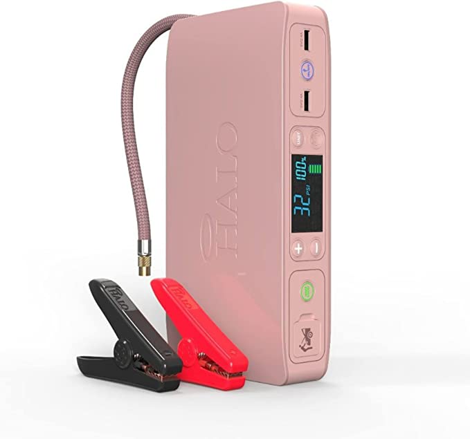 HALO Bolt Air  , Portable Vehicle Jump Starter, Air Compressor, & Power Bank with Digital Display, Rose