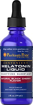 Puritan's Pride Sublingual Melatonin Natural Black Cherry Flavor 1 mg-2 oz Liquid