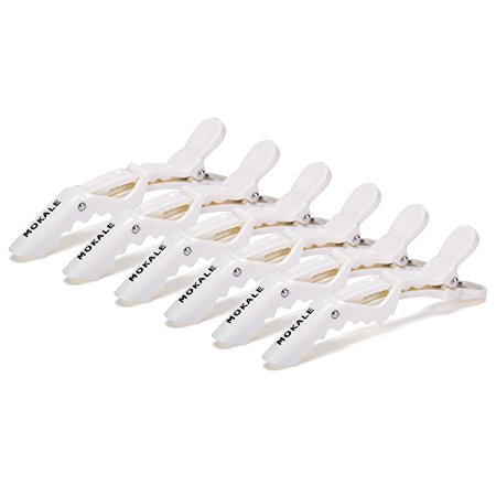 Mokale 6pcs Salon Croc Hair Styling Clips-Sectioning Plastic Alligator Hair Clip For Thick Hair-Non-Slip DIY Accessories Hairgrip for Women and Girls (White)