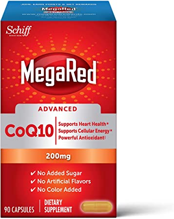 Megared CoQ10 Advanced 200mg Capsules, (90 Count in a Box), Supports Heart Health & Cellular Energy Production