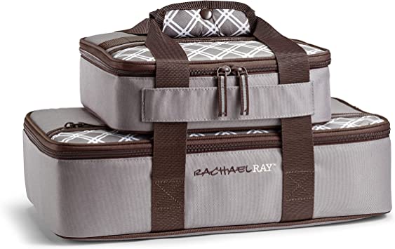 Rachael Ray Insulated Casserole Carrier with Dish Storage Combo, Hot Cold Food Carrier, Delivery Bag, Insulated Food Bag, Casserole Carrier Bag Insulated, Casserole Carriers for Hot or Cold Food