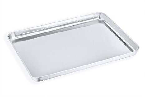 Baking Sheet, P&P Chef Stainless Steel Cookie Sheet Baking Pan Tray, Rust Free & Dishwasher Safe, Healthy & Non Toxic, Mirror Finish & Easy Clean