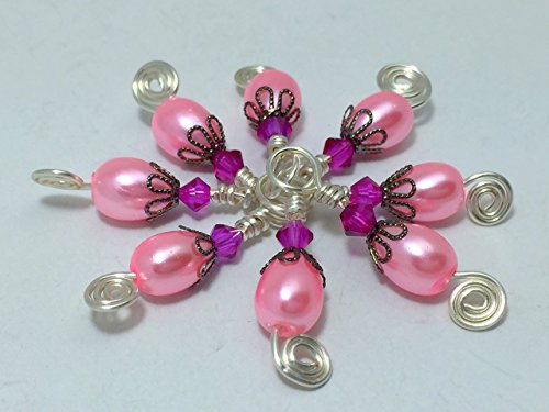 Pink Pearl Teardrop Stitch Marker Jewelry Set