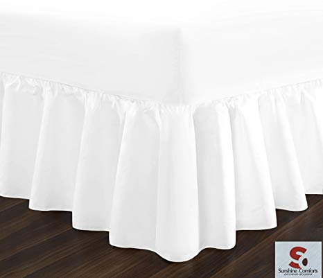 SASA CRAZE Bedding Extra Deep Frilled Valance Fiteed Sheet By (Double, White)