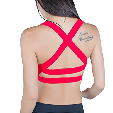 Helisopus Push Up Strappy Crisscross Back Padded Sports Bra Wirefree Workout Yoga Crop Top For Women