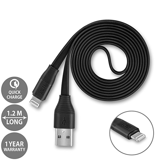 LCARE USB Data Cable for iPhone, ipad, & ipod Quick/Turbo Charging Support 1.2 Meter Black (1 Year Warranty)