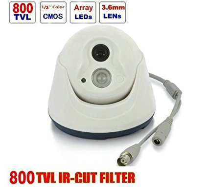 BW® IR Array LED Dome CCTV Camera - 1/3'' Megapixel super low Lux CMOS 800TVL, 3.6mm Lens, with IR-CUT, 20m IR distance(1pcs 3rd generation Led)