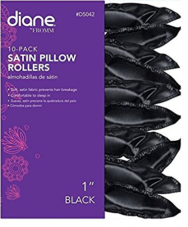 Diane 7/8-Inch Satin pillow Rollers - Black ( D5042)