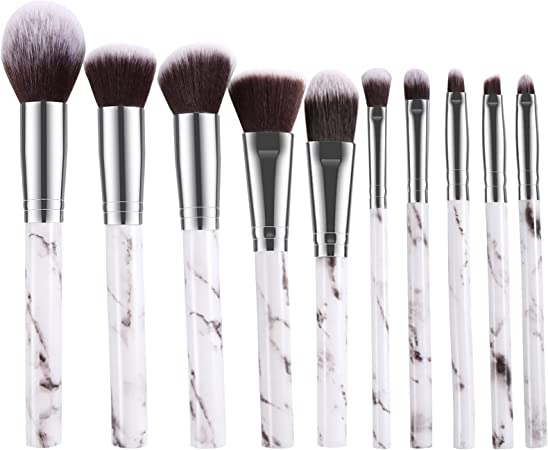 Makeup Brushes, Start Makers 10Pcs Marble Makeup Brush Set Foundation Powder Blush Blending Eyeshadow Brushes Sets