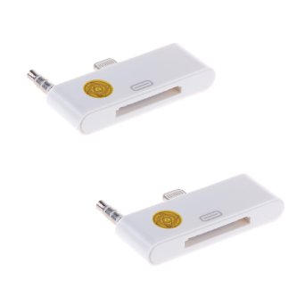 2PK High Quality Lightning 8-Pin to 30-Pin Adapter Converter w/ 3.5mm Audio Jack for iPhone 6, iPhone 6S (White)